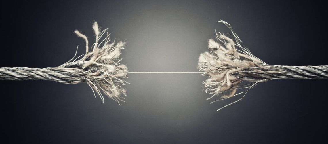 damaged steel wire near to broke crisis concept